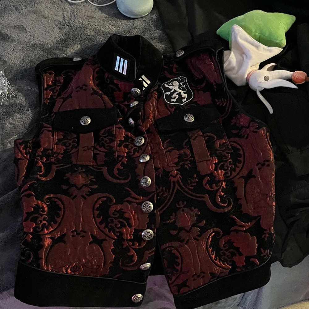 Men's Black and Red Vest